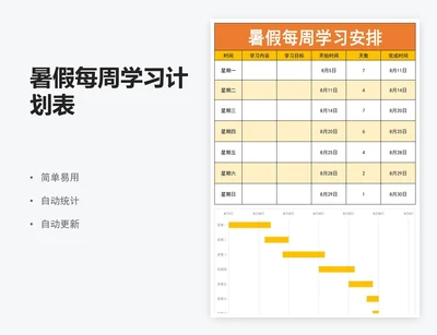 暑假每周学习计划表
