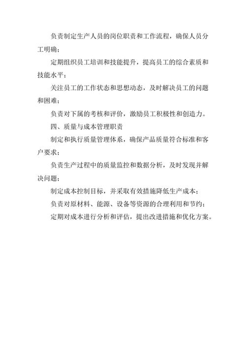 生产总监岗位职责范文