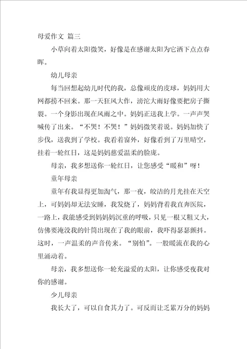 母爱的中考满分作文精彩5篇