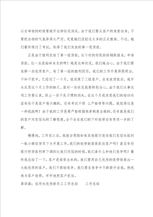 信用社新员工工作体会