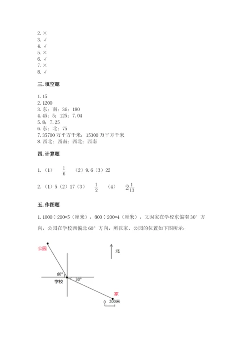 人教版六年级上册数学期中测试卷及完整答案.docx