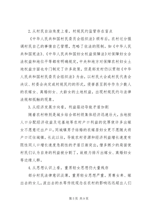 关于农村妇女土地权益状况的调研.docx