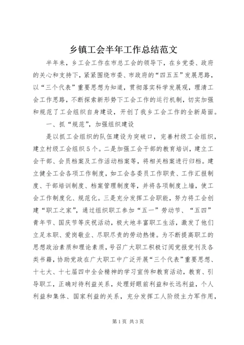 乡镇工会半年工作总结范文.docx