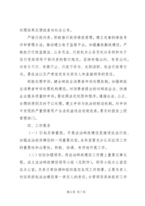 邮政管理局法治邮政建设实施方案.docx