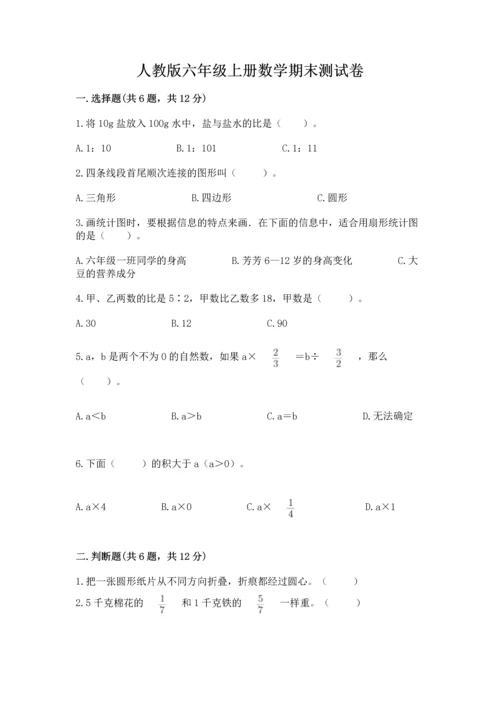 人教版六年级上册数学期末测试卷附答案【综合题】.docx