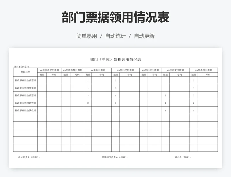 部门票据领用情况表