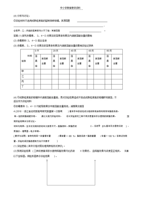 2019版高考生物二轮专题复习加试非选择题综合应用特训第33题6探究性验证性实验B