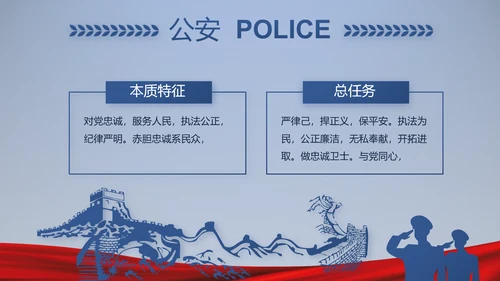蓝色大气公安警察派出所演讲动态PPT