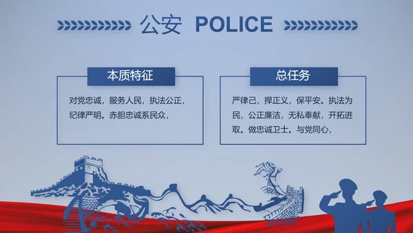 蓝色大气公安警察派出所演讲动态PPT