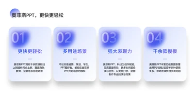 简约风并列关系4项蓝色PPT图文页