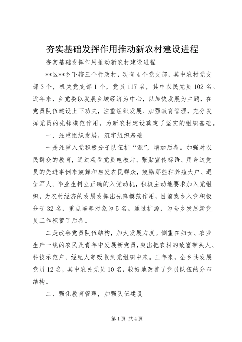 夯实基础发挥作用推动新农村建设进程.docx