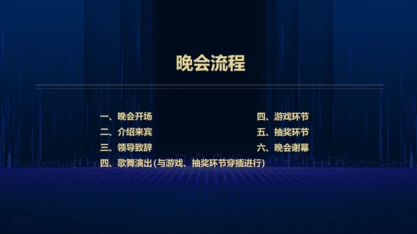 蓝色简约风商务年终客户答谢会表演流程庆典PPT模板