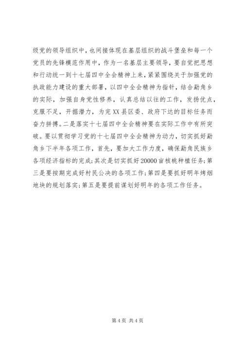 乡长学习十七届四中全会精神心得体会.docx