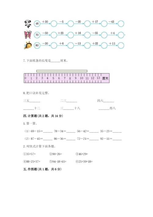 小学数学试卷二年级上册期中测试卷带答案（突破训练）.docx