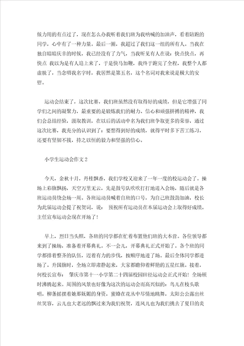 2023年最新的小学运动会作文集合5篇