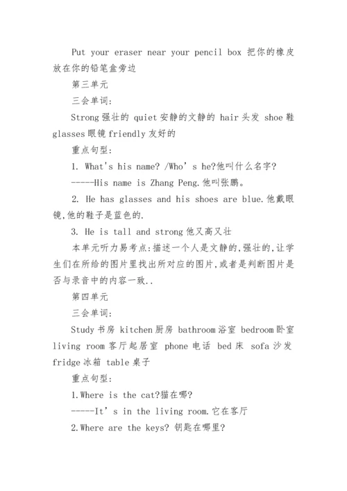 人教版四年级英语上册知识点模板.docx