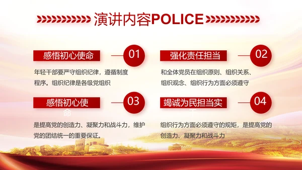 红色大公安民警守纪律讲规矩动态泡腾片模板