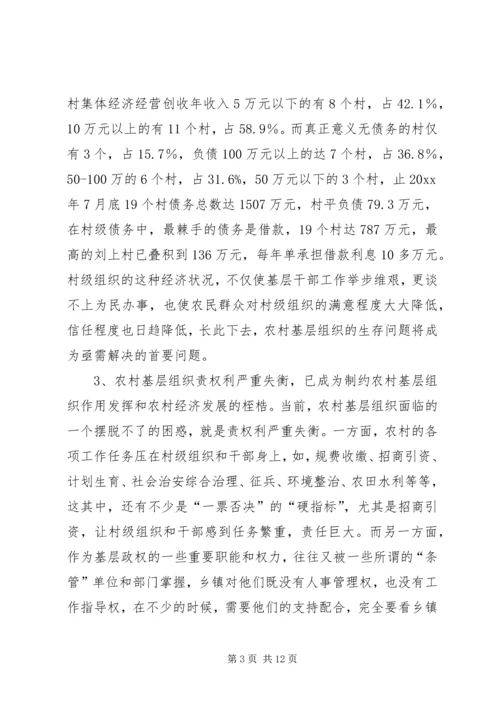 关于加强农村基层组织建设的思考与建议.docx