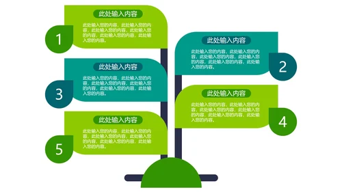 清新简约绿色树状图图表合集PPT模板