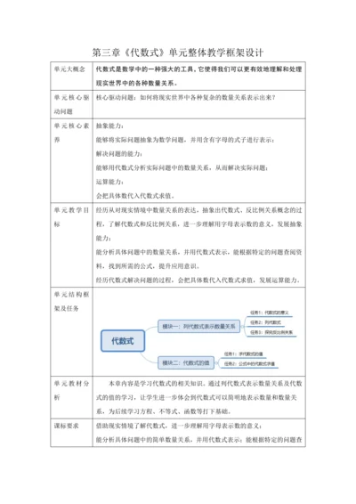 第三章《代数式》单元备课教案（共5课时）