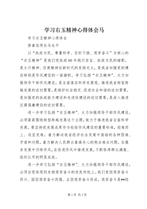 学习右玉精神心得体会马.docx