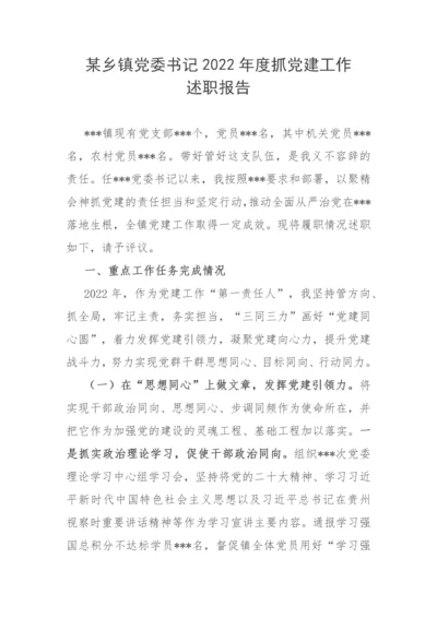 【述职报告】某乡镇党委书记2022年度抓党建工作述职报告.docx