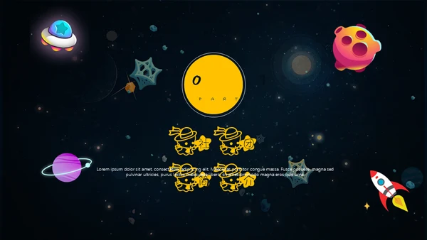 可爱卡通星空社团招新通用PPT模板