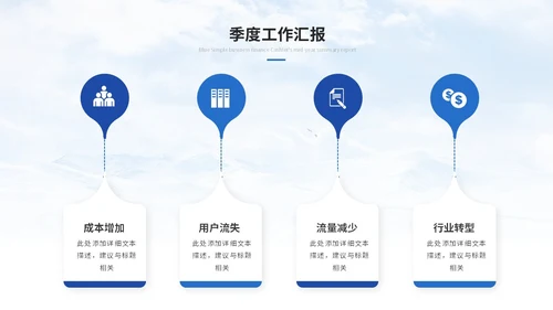 简约雪山商务季度工作总结工作汇报述职报告ppt模板