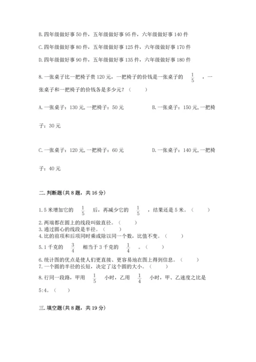 小学六年级上册数学期末测试卷及参考答案（a卷）.docx