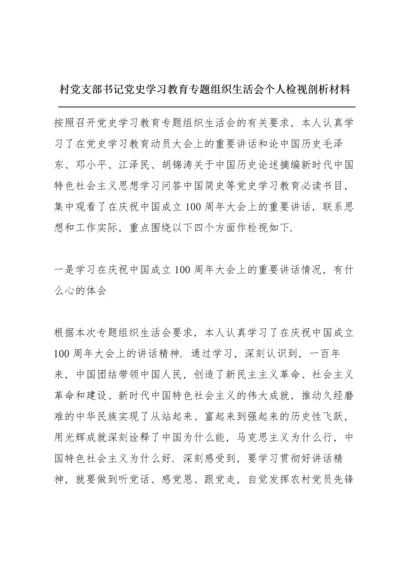 村党支部书记党史学习教育专题组织生活会个人检视剖析材料.docx