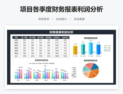 项目各季度财务报表利润分析