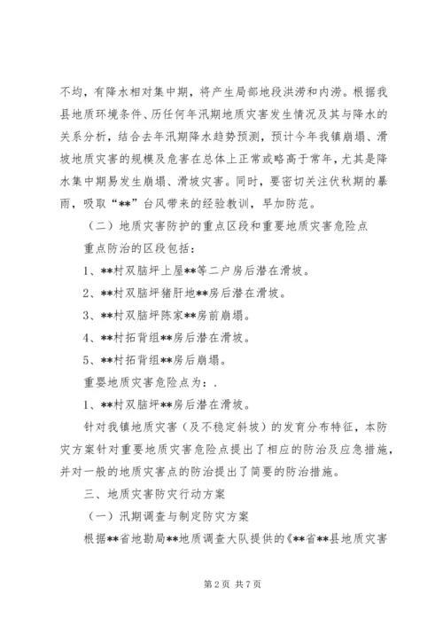 乡镇地质灾害防灾计划范文.docx
