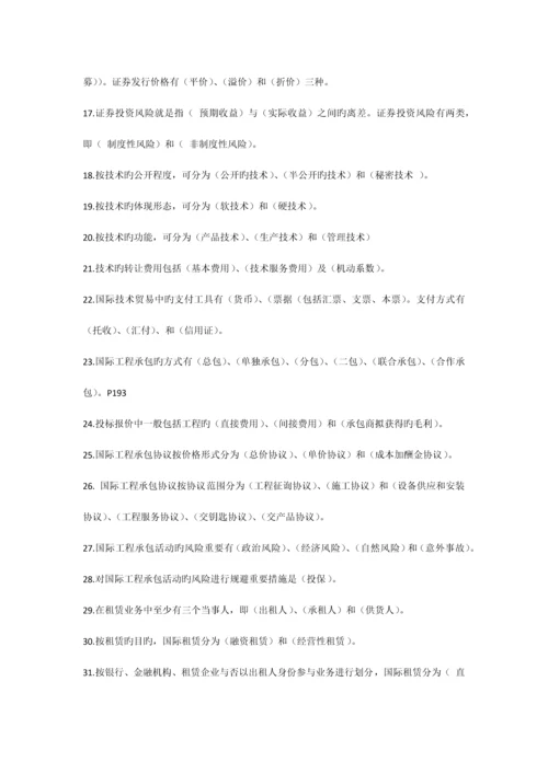 国际经济技术合作作业部分名词解释填空简答题复习仅做参考.docx