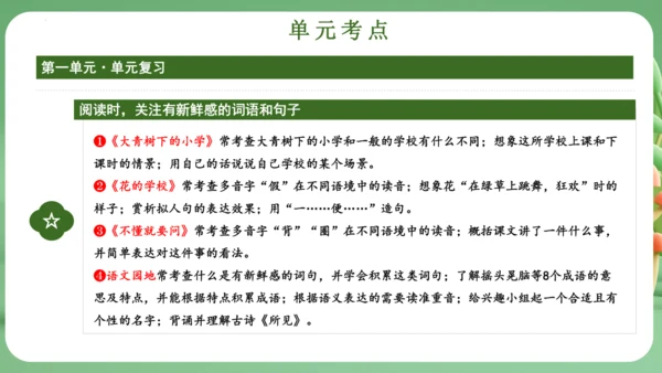 统编版2024三年级语文上册第一单元复习   课件