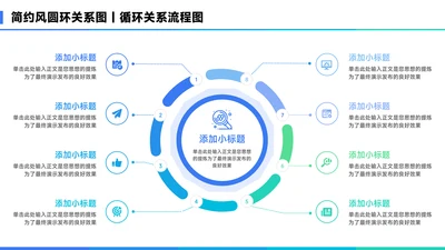 蓝色简约风8项圆环关系图PPT
