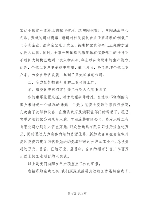 向阳乡二五年六项重点工作汇报.docx