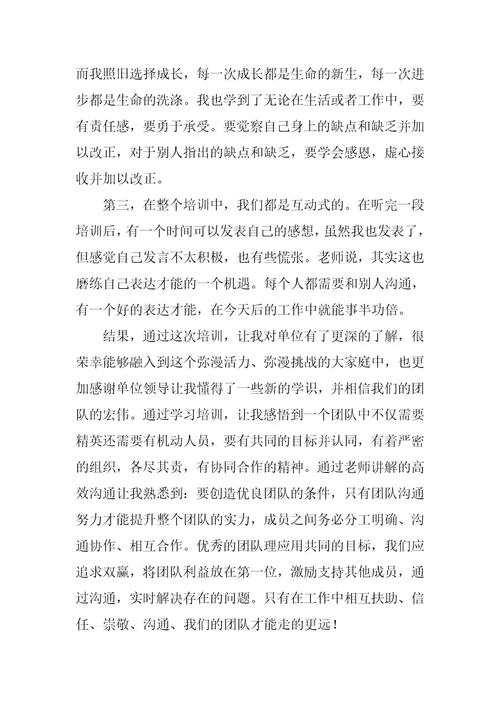 团队建设培训心得体会