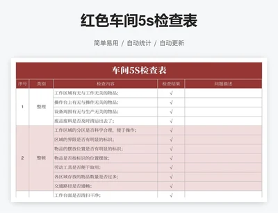 红色车间5s检查表