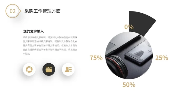 极简黑白微粒体形状采购年中总结工作汇报PPT