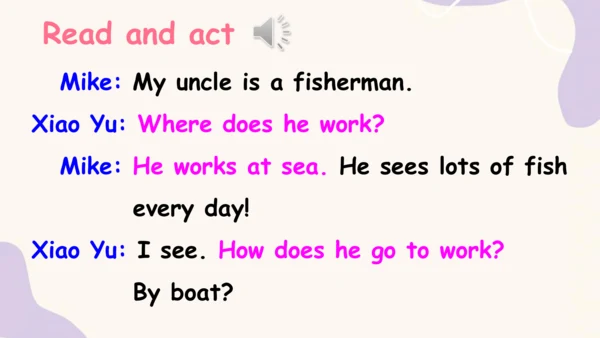 Unit 5 What does he do? PB Let's talk 课件+素材(共32张PP