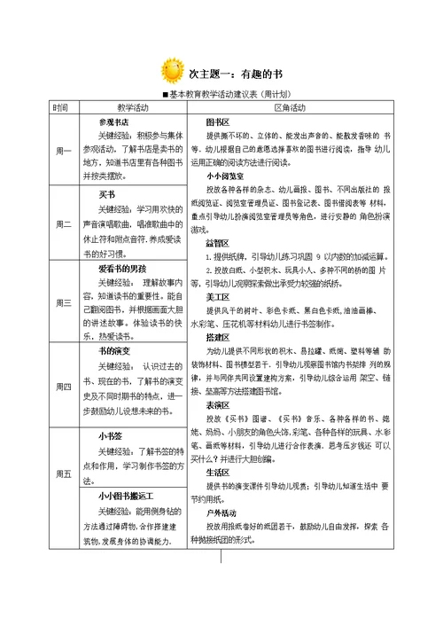 大班主题课程《书的世界》主题活动方案