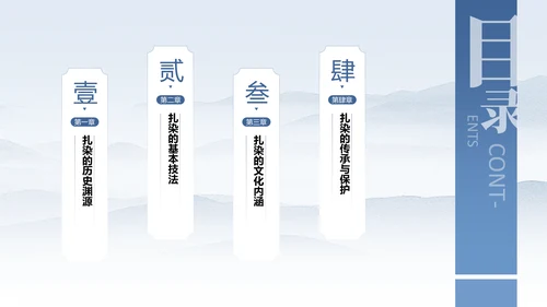 蓝色中国风非遗扎染文化技艺PPT模板