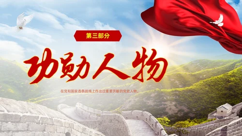 红色大气绸缎实拍党建党史人物介绍PPT