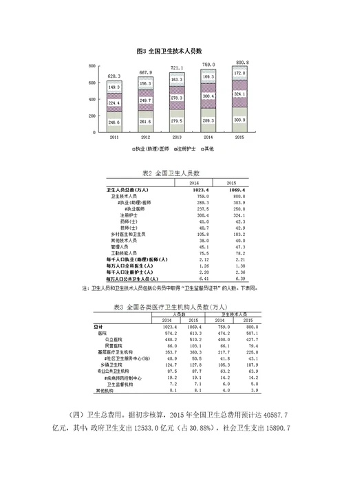 我国卫生和计划生育事业发展统计公报