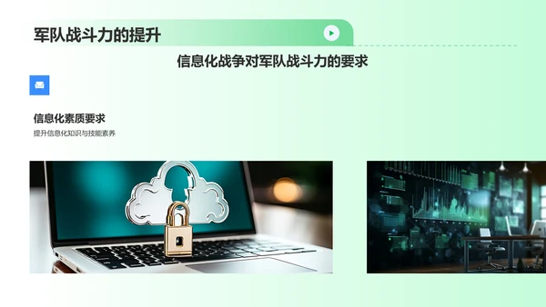 绿色渐变风信息化战争PPT模板