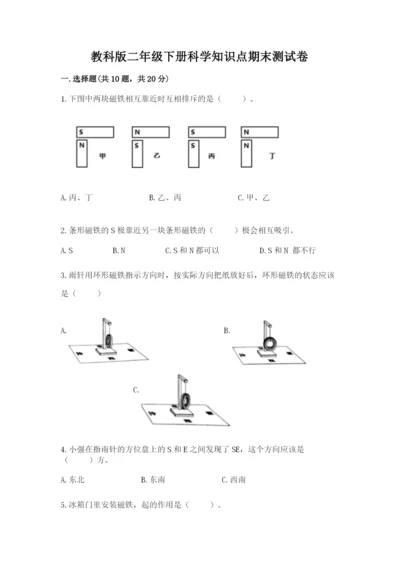 教科版二年级下册科学知识点期末测试卷附参考答案（能力提升）.docx