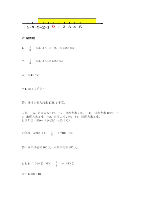 大同市广灵县六年级下册数学期末测试卷精编.docx