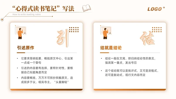 橙色简约如何写好读书笔记讲座培训课件PPT