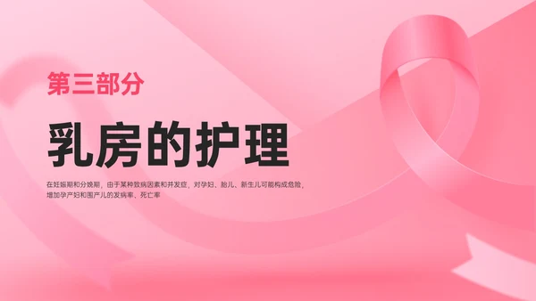 粉红色简约风乳房护理相关知识培训PPT课件乳腺