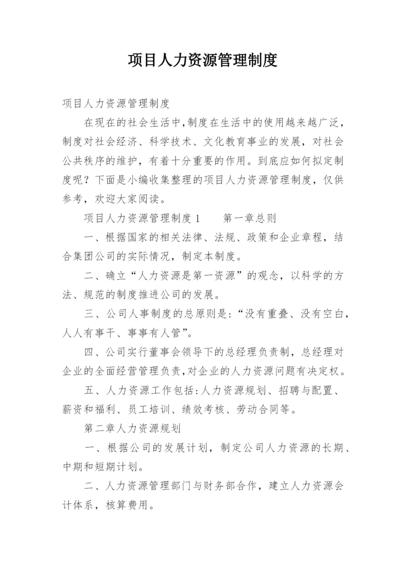 项目人力资源管理制度.docx